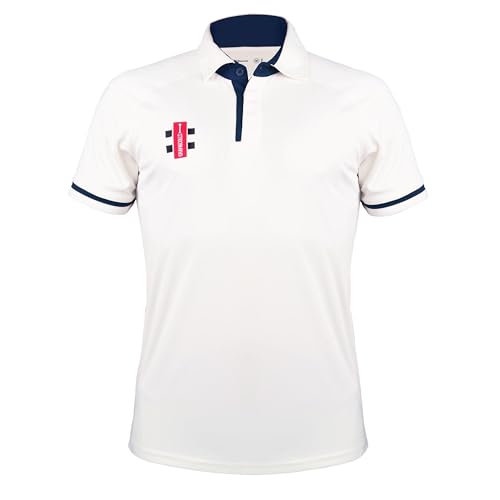 Image of Gray-Nicolls Pro Performance V3 Short Sleeve Shirt (UK, Alpha, S, Regular, Regular, Navy Trim)