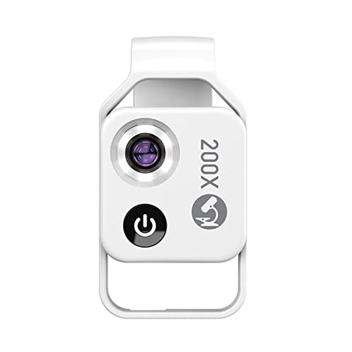 Microscope 200X Macro Lens for Phone HD Camera Portable Digital Phone Microscope(White with CPL)