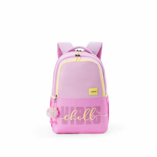 Image of American Tourister Diva | 35 Ltrs | 3 Compartments | Bottle Pocket | Ergonomic Padded Back Panel & Shoulder Straps | High School Backpack | 1 Year International Warranty | Pink
