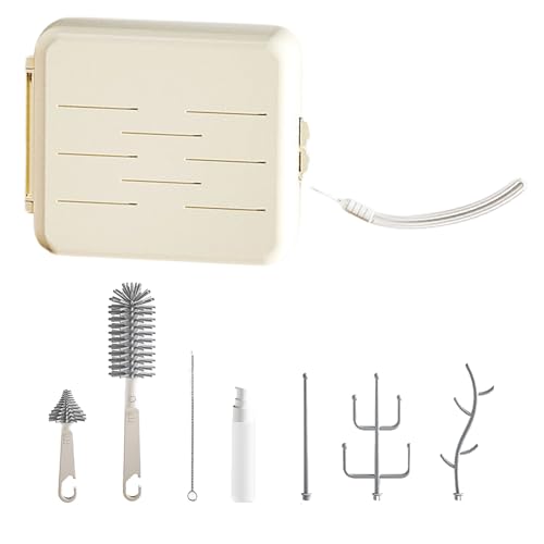 Kit limpiador de botellas de viaje kit de lavado portátil de termos de viaje extraíbles con cepillos dispensador de detergente y escurridor limpieza y secado rápidos esencial para bebés.