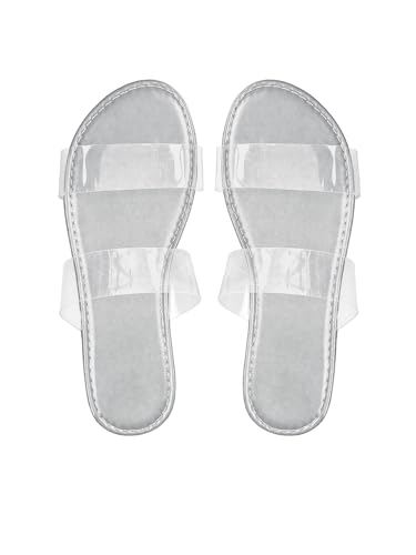 Image of GORGLITTER Women's Cute Flat Sandals Summer Beach Vacation Clear Open Toe Jelly Transparent Strappy Slide Sandals 2026