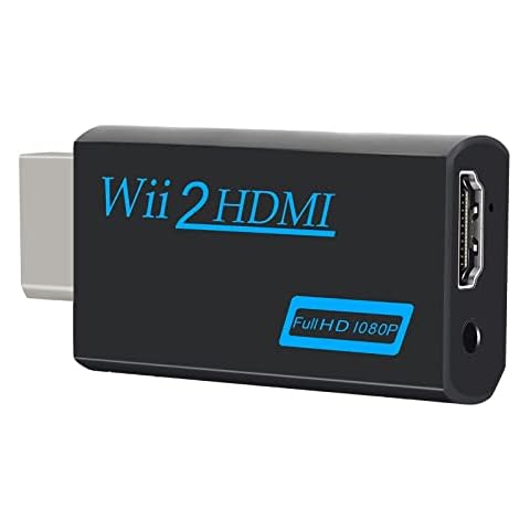 wii hdmi Adapter, Wii-Zu-Hdmi-Konverter, UnterstüTzt Alle Wii-Anzeigemodi 1080p Hd-Adapter Mit 3,5-Mm-Audio- Und Hdmi-Ausgang FüR Wii-Monitor, Fernseher, Projektor (Schwarz) Cover