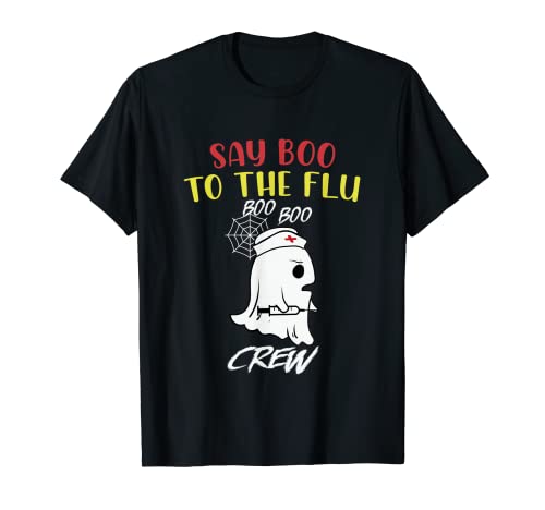 SAY BOO TO THE FLU FUNNY PUMPKIN HALLOWEEN 2021 T-Shirt