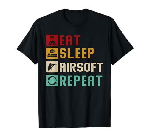 Eat Sleep Airsoft Repeat Funny Air Soft Airsoftting Vintage T-Shirt