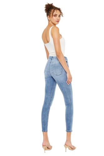 Kan Can Women's High Waist Cat's Whiskers Skinny Jeans4