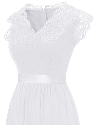 Image of Dressystar Women's V Neck Sleeveless Lace Bridesmaid Dress Wedding Party Gown