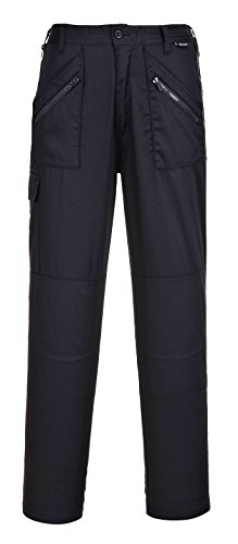 Portwest S687 Womens Work Trousers Lightweight Multi-Functional Polycotton Fit Zip with Knee Pad Pockets Improved Fit Workwear Site Pants Industrial Utility Machine Washable, Black, Large