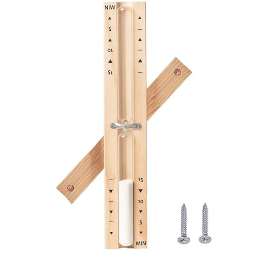 Sauna Sanduhr 15 Minuten, Küchentimer Hitzebeständig Sanduhr Sauna Uhr aus Holz Weißer Sand, Saunazubehör Zeitmessgerä Wandmontage