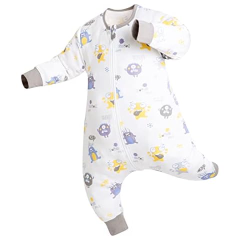 ZIGJOY Baby Sleeping Bag with Legs Long Sleeve 0.5 TOG Wearable Blanket Baby with Feet Sleep Sack for Infant Toddler Cotton Walking Sleeping Bag Pajamas for Girl Boy 3-4.5 Years Old Little Monster Cover