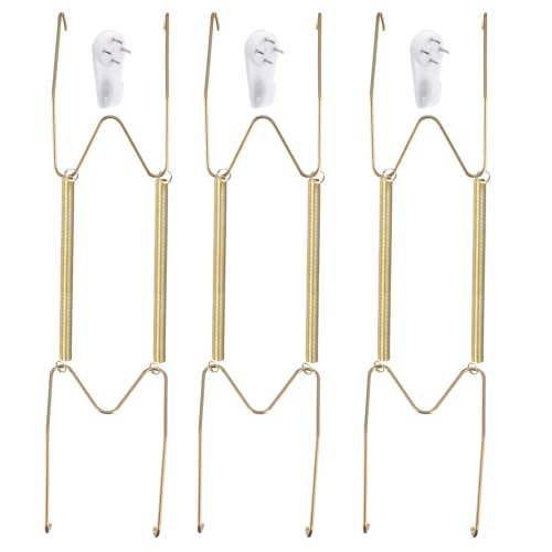 Image of uxcell 3pcs Plate Hanger, 16 Inch Stainless Steel Invisible Wall Plate Hangers with Wall Decorative Hooks and Tip Protector for Decorative Plates and Art, Silver