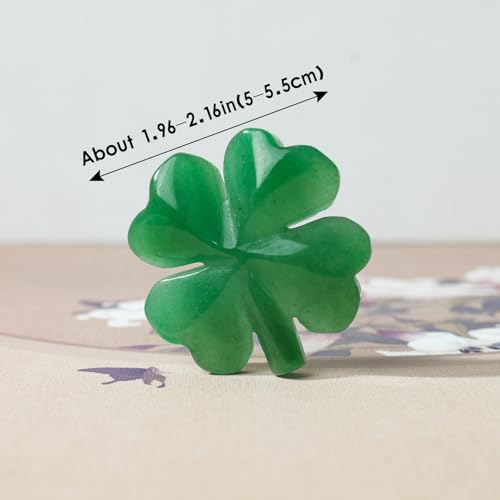 Image of Runyangshi Natural Crystal Green Aventurine Four Leaf Clover Healing Stone Sculpture Hand-Carved Crafts Symbolizes Love Health Glory Riches Reiki Gemstone Home Decor Gift (Upgraded Version)