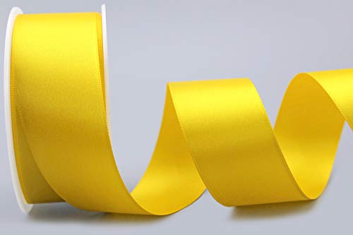 finemark 25 m x 40 mm satin ribbon, yellow (605), double sided satin ribbon, no wire, soft and shiny, gift ribbon - Image 4