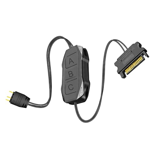 Image of ARGB Controller 5V 3-Pin RGB Controller with Built-In Lighting Modes, SATA Power Supply, Remote Button Control for ARGB Fans, Light Strips, Lighting Boards Black RGBCC-1