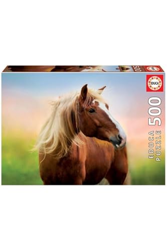 Educa - Puzzle de 500 Piezas para Adultos | Caballo al Amanecer. Incluye Pegamento Fix Puzzle. A...