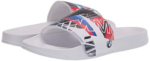 PUMA PUMA Men's BMW MMS Graphic Leadcat FTR Slide Sandal, White White-High Risk Red, 5