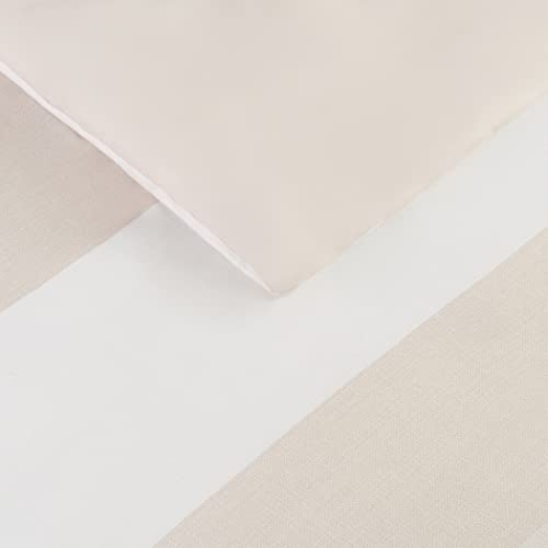 Serta Simply Clean Billy Soft 7 Piece Stripe Bed In A Bag Complete Bedding Comforter Set With Sheets And Pillow Cases For All Season, Queen, Natural #TOP2