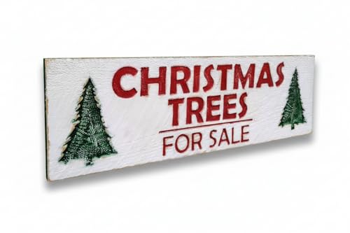 Christmas Trees for Sale Sign - Carved in a 40"x12" Solid Wood Board | Rustic Distressed | Farmhouse Style | Holiday Decor | Handmade in NC