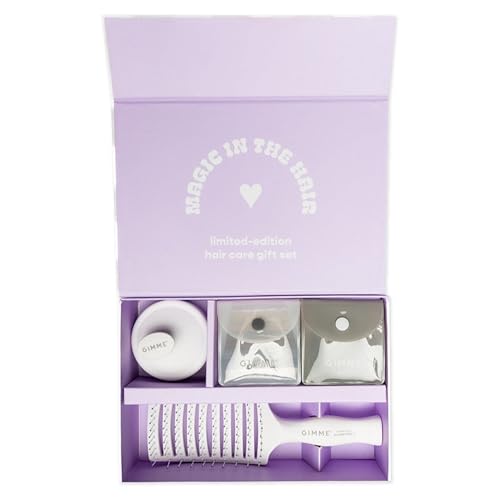 Gimme Beauty Magic Is In the Hair Gift Box - Designed for All Hair Types - Essentials for Your Hair Care Routine - Includes Everyday Hair Bands, Detangling Brush & Massage Brush