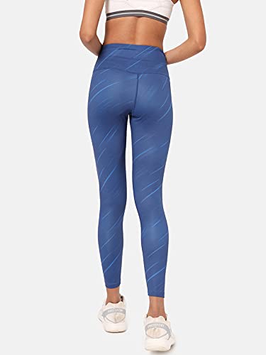 Image of CULT High Waist Running Tights with Side Pocket | Geometric Print | Breathable | Moisture-Wicking | Curved Hem