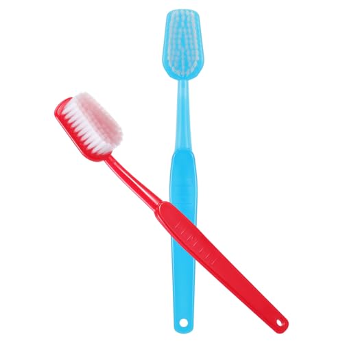 Brosses à dents géantes rouge et bleu au design surdimensionné pour décors extérieurs