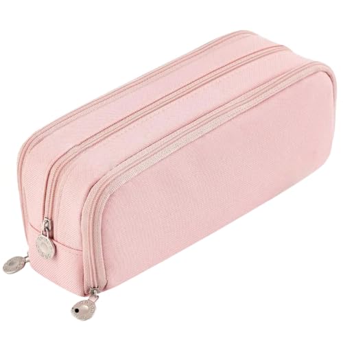 Estojo 3 Compartimentos para Lápis Canetas e Material Escolar Ideal para Escola Trabalho Adolescentes Meninas Mulheres Prático e Versátil Premium Nas Cores Sortidas Rosa, Azul e Roxo Marca Triforce