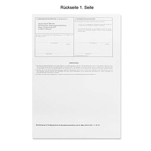 EUR1 EUR.1 Warenverkehrsbescheinigung Formular für Laserdrucker (50 Stck)