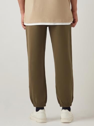 Image of Bewakoof Men's Solid Oversized Fit Cotton Joggers