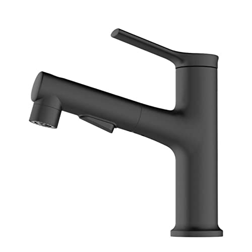 Robinet de lavabo laiton avec douchette extractible eau chaude et froide pour salle de bains Chrome
