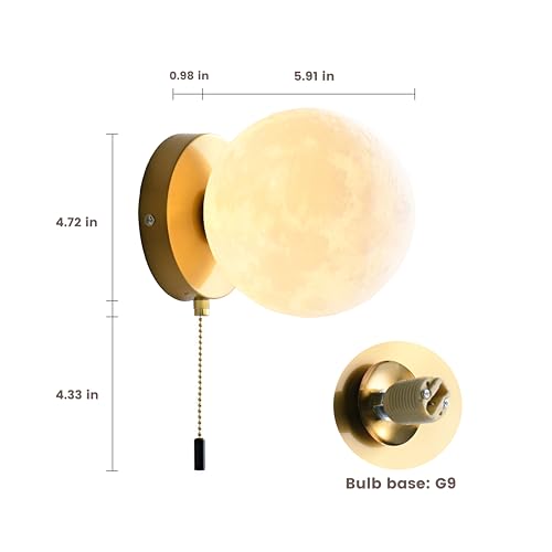 Image of Wall Lamp Modern Minimalist Moonlight Wall Sconce with Soft Lighting, G9 Bulb Included, Perfect for Bedroom, Living Room, Bathroom, Hallway (2 Gold Pack)