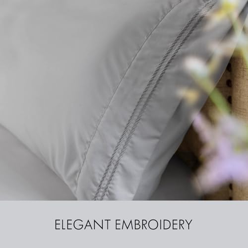 Image of ClevaHome Queen Size Sheets - 6 Piece Fitted Bed Sheet Set, Misty Grey