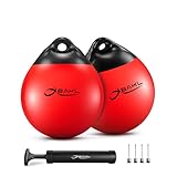 OBAKL Pair of Vinyl Boat Buoy Balls, 9.8 x 12.2 Inches Round Boat fenders Ball for Boat Mooring Buoys, Anchor Float Buoy and Mooring Fender(Red)