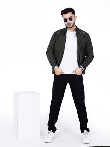 Image of Dollar Full Sleeves Bomber Jacket for Men | TPU Men's Standing Collar Lightweight Winter Jacket, Regular Fit