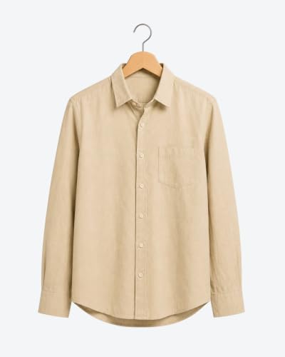 Image of Arvest Men's Solid Linen Casual Shirt | Regular Fit | Breathable | Full Sleeve