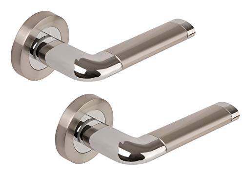 Preisvergleich Produktbild Excel Argo Türklinken auf runder Rose, satiniertes Nickel, poliertes Chrom