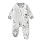 Burt's Bees Baby Boys' Organic Cotton Sleep and Play Footed Pajamas, One-piece Zip Front Romper, Baby Essentials