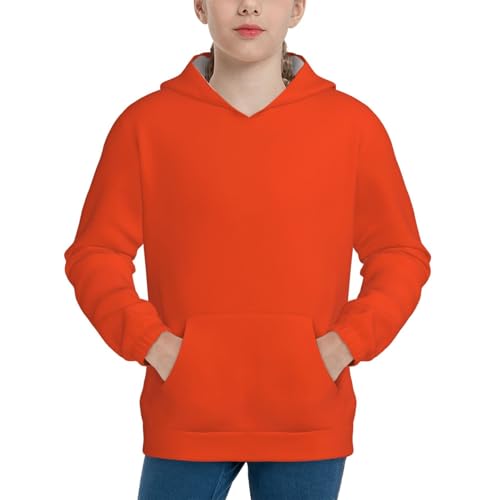 Orange Kid Hoodies Boys Sweatshirts Girls Pullover with Pocket