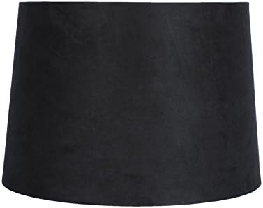 Urbanest French Drum Suede Lampshade, 14-inch by 16-inch by 11-inch, Spider Fitter, Black