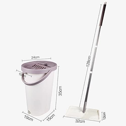 Mop z mikrofibry Ściśnij płaski mop z wiaderkiem Magiczne samoczyszczące wiadro do mycia podłóg Hands Free wyżymaż Mop płaski mop (kolor: Khaki)
