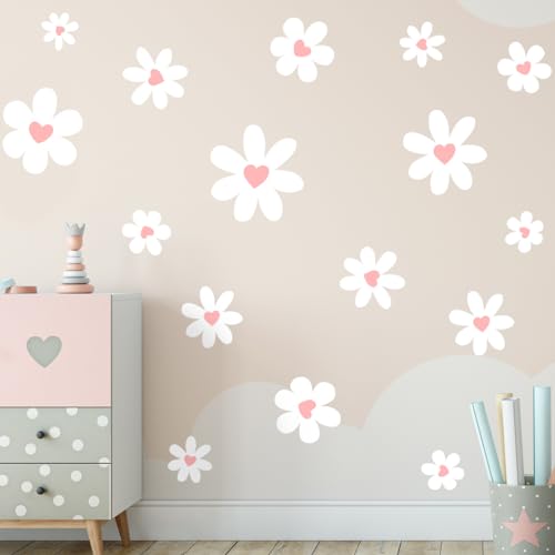 Vinilos Decorativos, Flores Blancas con Corazón, 4 Piezas miniatura 4