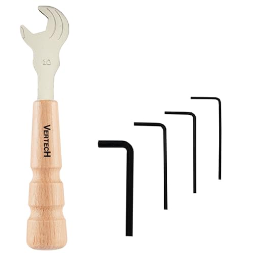 Aestivate 10mm Guitar Wrench Repair Tool Kit, Instrument Maintenance Set for Pots, Switches, Jacks, and Bridge Studs Includes 1.27mm, 1.5mm, 2mm, 4mm Allen Wrench(Guitar Repair Bush Spanner)