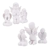 NUOBESTY 3 Stück Engel Figuren aus Polyresin Handbemalt Weiße Hochzeit Deko Kleine Schutzengel für Heim und Gartendekoration