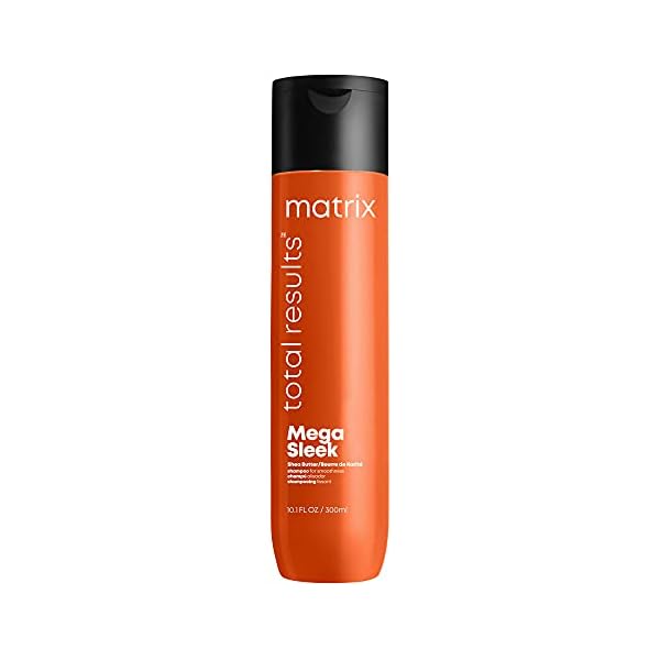 Matrix Mega Sleek Shampoo | Controls Frizz Leaving Hair Smooth & Shiny | With Shea Butter | For Dry, Damaged Hair | Clarifying Shampoo | Salon Professional Shampoo | Packaging May Vary | 10.1 Fl. Oz.