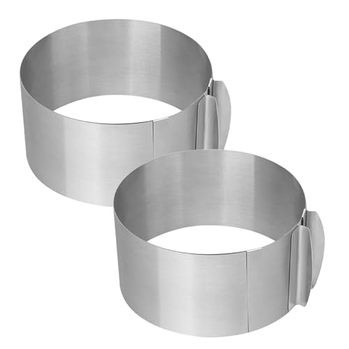 ABOOFAN Lot de 2 Cercles à Gâteaux Ronds en Acier Inoxydable Réglables de 6 à 12 Pouces, Facile à Nettoyer, pour Petits Gâteaux et Biscuits Lors de Réunions Familiales