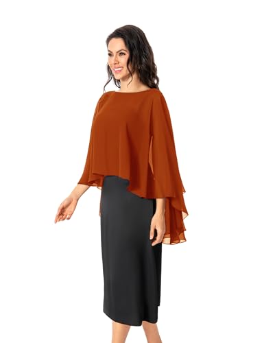 Image of Baoqiya Chiffon Capes Sheer Capelets Long Cape Poncho For Women Plus Size