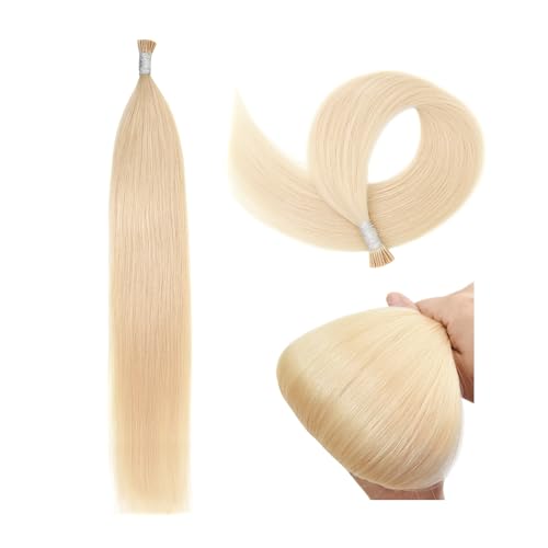 I Tip Hair Extensions 40g Cheveux Humains Extension Cheveux Naturel Keratine a Froid (50cm #60 Blond Platine)