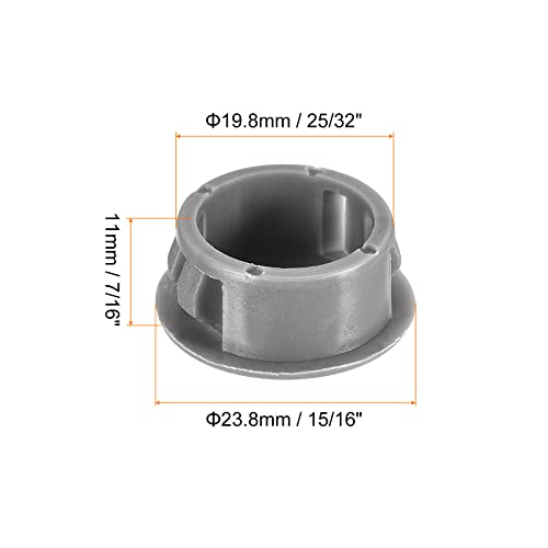 Image of uxcell 25 /32 inch Plastic Hole Plugs, 26Pcs Flush Type Panel Round Snap in Fastener Knockout Locking Plugs for Furniture Insert End Caps Panels, Gray