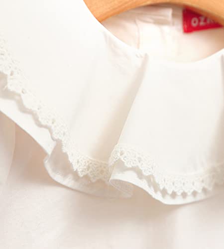 Ozkiz 'Heidi' Cotton Ruffle Neck Long Sleeve Blouse for Girls Toddler Little Kids_White, US Size 5T4