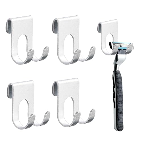 VTYTZZ 4 Pièces Support De Rasoir Douche,Porte Rasoir Douche en Acier Inoxydable,porte rasoir douche,support rasoir,support rasoir douche,Salle De Bain Et Cuisine Porte-Serviette Sans Percer Argent