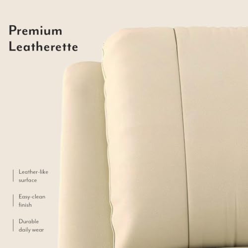 Image of Urban Ladder Lebowski Leatherette One Seater Manual Recliner in Ancient Ivory Cream Colour