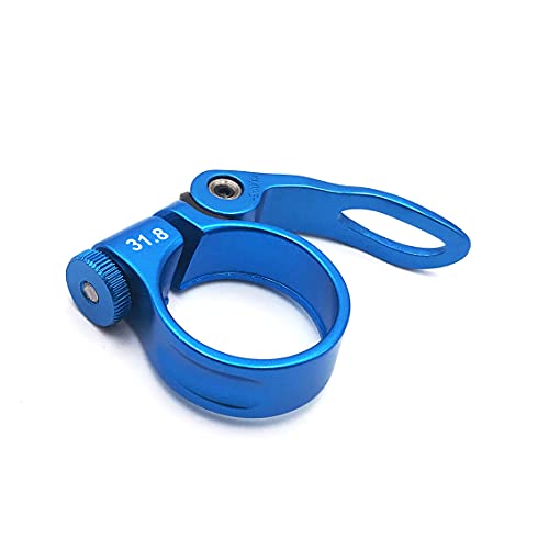 Deeru Aluminum Quick-Release Seat Post Clamp 31.8Mm Bike Seat Clamp Mtb Bike Road Bike Casual Bike Seatpost Clamp - Blue #TOP3